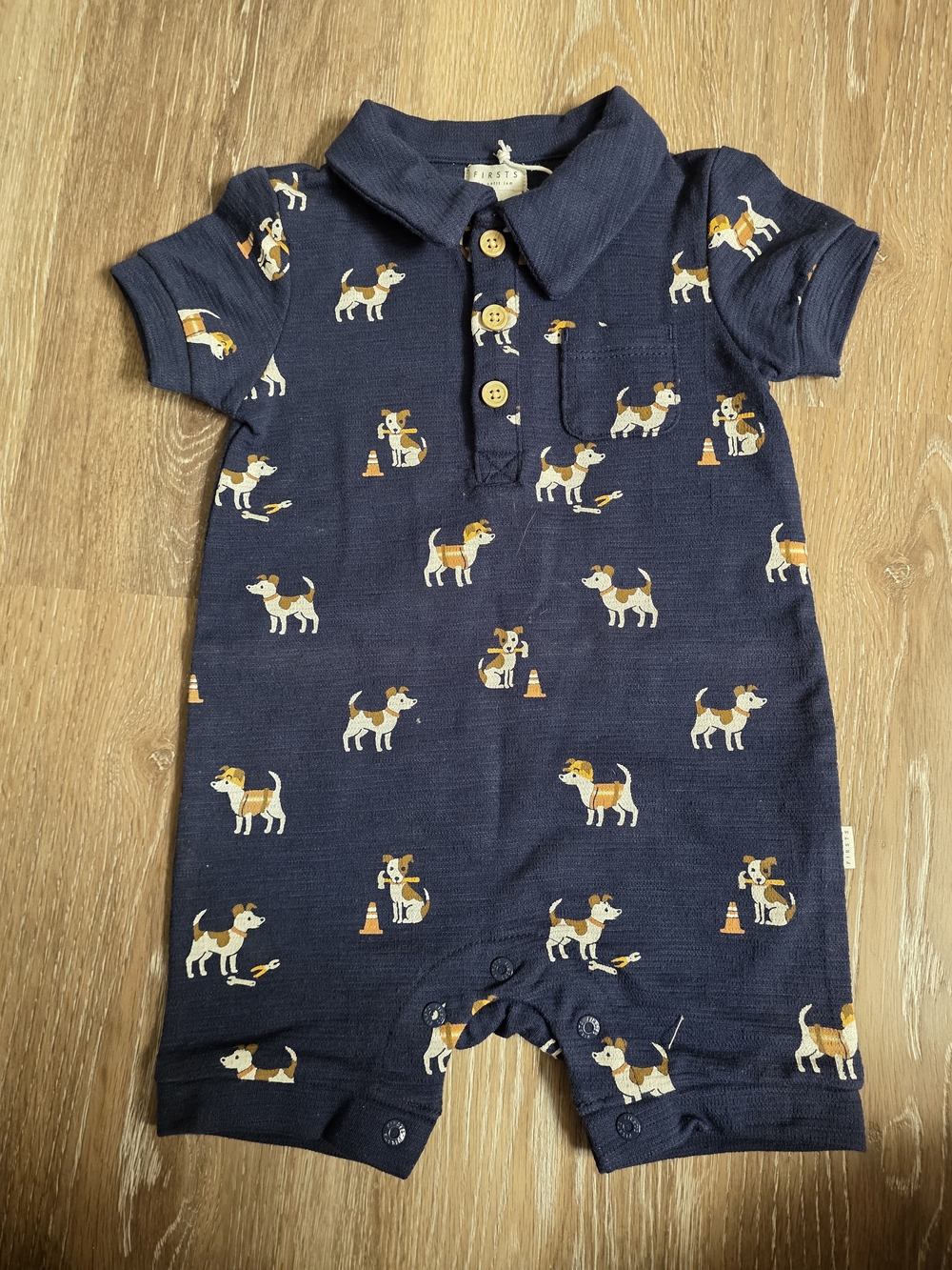 FIRSTS by Petit Lem Navy Baby Polo- 6M